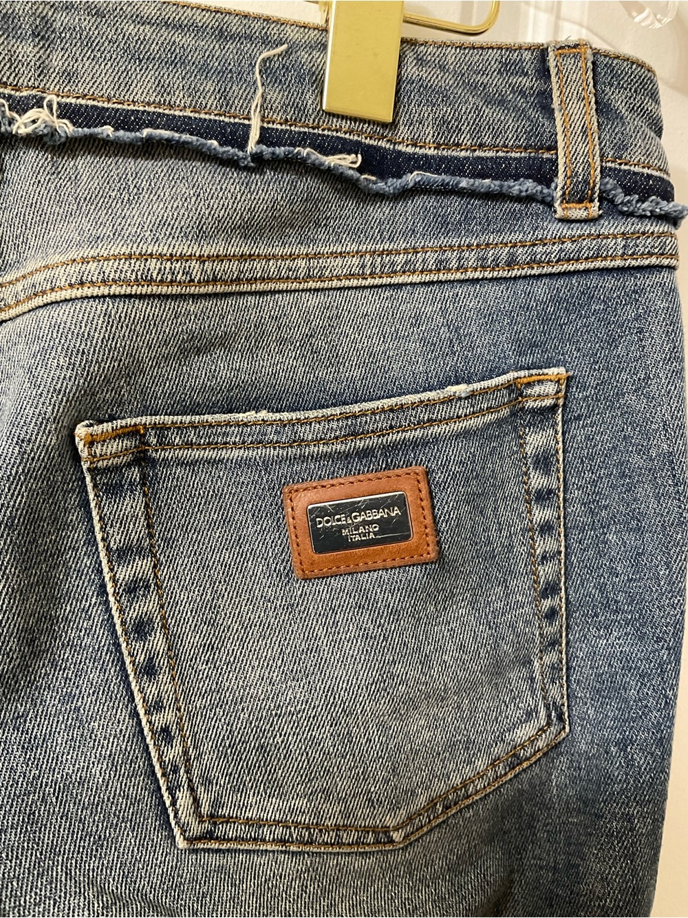 Dolce & Gabbana Light Blue Denim Jeans with Leather Logo Patch